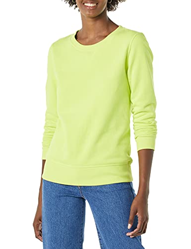 Amazon Essentials Damen Sweatshirt Aus French Terry Fleece Mit Rundhalsausschnitt (In Übergröße Erhältlich), Neon-hellgrün, XS von Amazon Essentials