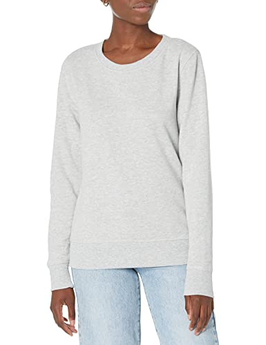 Amazon Essentials Damen Sweatshirt aus French-Terry-Fleece mit Rundhalsausschnitt (Erhältlich in Übergröße), Hellgrau Meliert, M von Amazon Essentials