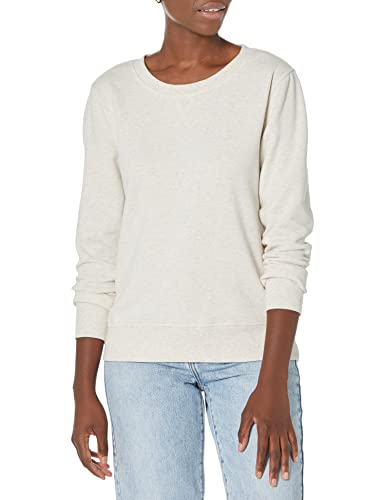 Amazon Essentials Damen Sweatshirt aus French-Terry-Fleece mit Rundhalsausschnitt (Erhältlich in Übergröße), Haferbeige Meliert, L von Amazon Essentials