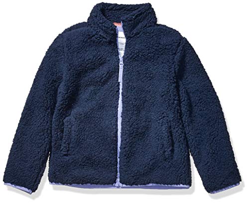 Amazon Essentials Mädchen Sherpa-Fleecejacke mit durchgehendem Reißverschluss, Verwaschenes Marineblau, 9 Jahre von Amazon Essentials