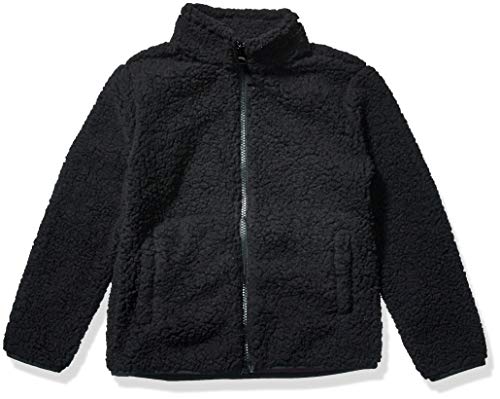 Amazon Essentials Mädchen Sherpa-Fleecejacke mit durchgehendem Reißverschluss, Schwarz, 9 Jahre von Amazon Essentials