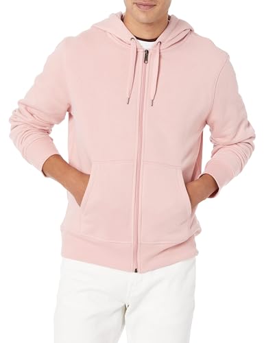 Amazon Essentials Herren Fleece-Sweatshirt mit durchgehendem Reißverschluss und Kapuze (erhältlich in Big & Tall), Rosa, L von Amazon Essentials