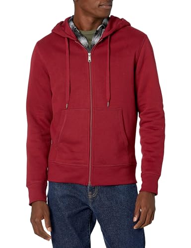 Amazon Essentials Herren Fleece-Sweatshirt mit durchgehendem Reißverschluss und Kapuze (erhältlich in Big & Tall), Rot, L von Amazon Essentials