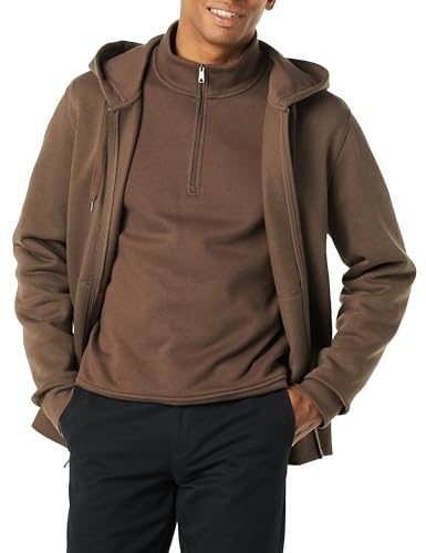 Amazon Essentials Herren Fleece-Sweatshirt mit durchgehendem Reißverschluss und Kapuze (erhältlich in Big & Tall), Mittel Braun, XS von Amazon Essentials