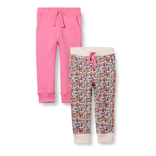 Amazon Essentials Mädchen Jogginghosen, 2er-Pack, Rosa/Weiß Floral, 2 Jahre von Amazon Essentials