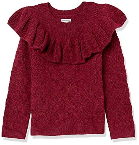 Amazon Essentials Mädchen Soft-Touch-Rüschen-Pullover, Himbeerrot Shearling, 4 Jahre von Amazon Essentials