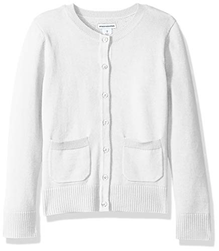 Amazon Essentials Mädchen Uniform-Cardigan mit schmaler Passform, Weiß, 2 Jahre von Amazon Essentials