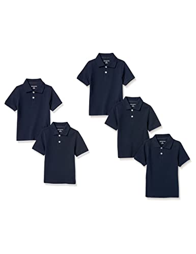 Amazon Essentials Jungen Kurzärmelige Piqué-Poloshirts, Uniform, 5er-Pack, Marineblau, 8 Jahre von Amazon Essentials