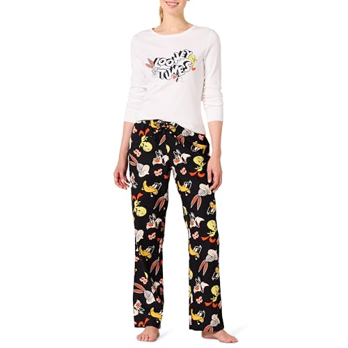 Amazon Essentials Harry Potter | Looney Tunes Damen Schlaf-Set leichte Flanellhose und langärmeliges-T-Shirt, Looney Tunes Gang – Damen, XXL von Amazon Essentials