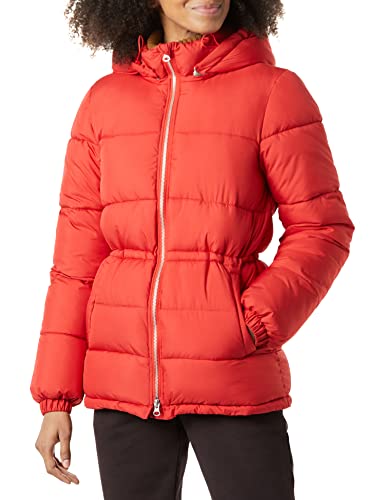 Amazon Essentials Damen Schwere Pufferjacke mit Kordelzug in der Taille, Rot, M von Amazon Essentials