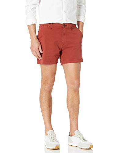 Amazon Essentials Herren 13 cm Flatfront-Chinoshorts mit hohem Comfort in schmaler Passform (zuvor Goodthreads), Rostfarben, 28W von Amazon Essentials