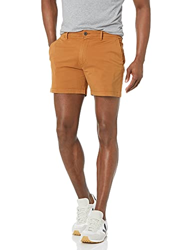 Amazon Essentials Herren 13 cm Flatfront-Chinoshorts mit hohem Comfort in schmaler Passform (zuvor Goodthreads), Tabakbraun, 28W von Amazon Essentials