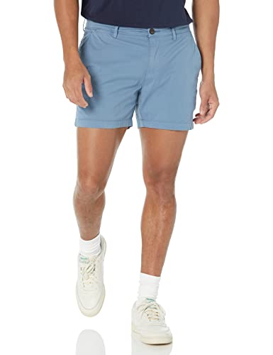 Amazon Essentials Herren 13 cm Flatfront-Chinoshorts mit hohem comfort in schmaler Passform (zuvor Goodthreads), Blau, 40W von Amazon Essentials