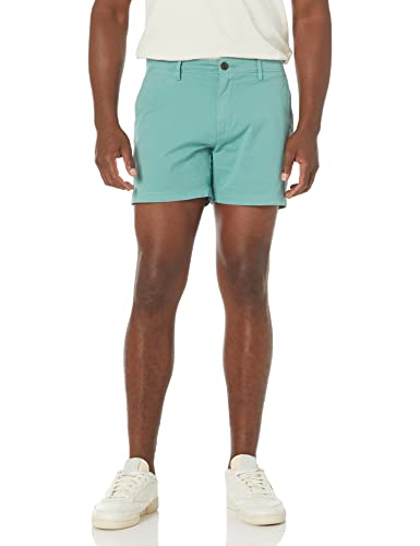 Amazon Essentials Herren 13 cm Flatfront-Chinoshorts mit hohem comfort in schmaler Passform (zuvor Goodthreads), Enteneier-blau, 32W von Amazon Essentials