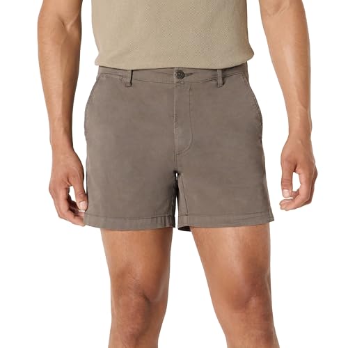 Amazon Essentials Herren 13 cm Flatfront-Chinoshorts mit hohem comfort in schmaler Passform (zuvor Goodthreads), Grau, 33W von Amazon Essentials