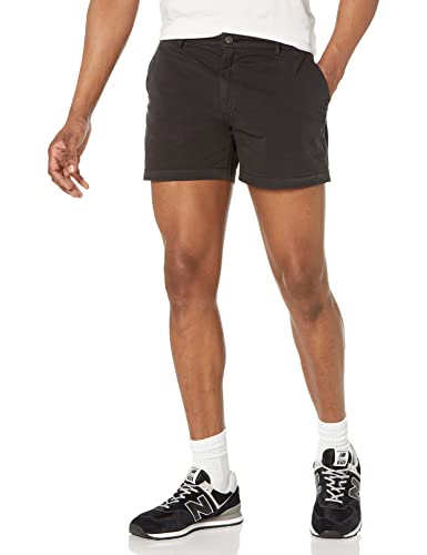 Amazon Essentials Herren 13 cm Flatfront-Chinoshorts mit hohem comfort in schmaler Passform (zuvor Goodthreads), Schwarz, 36W von Amazon Essentials