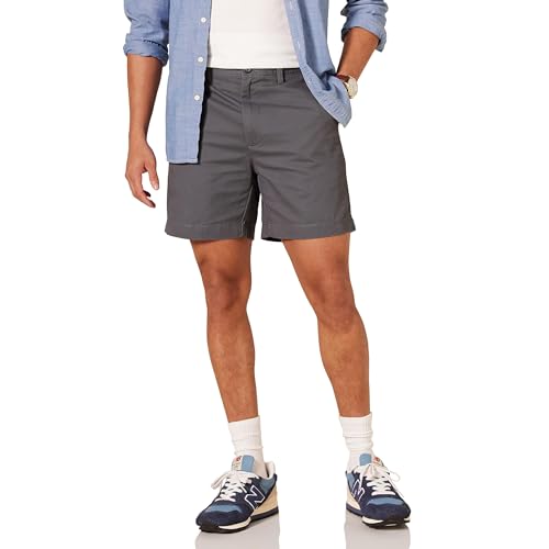 Amazon Essentials Herren 18 cm Chinoshorts Mit Klassischer Passform, Dunkelgrau, 34W von Amazon Essentials