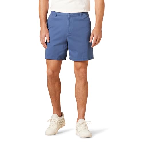 Amazon Essentials Herren 18 cm Lange Chinohose aus Komfort-Stretch mit klassischer Passform, Dunkelblau, 40W von Amazon Essentials