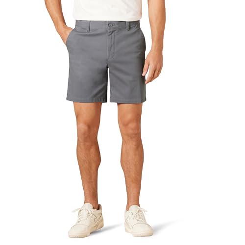 Amazon Essentials Herren 18 cm lange Stretch-Chinohose mit schmaler Passform, Dunkelgrau, 30W von Amazon Essentials