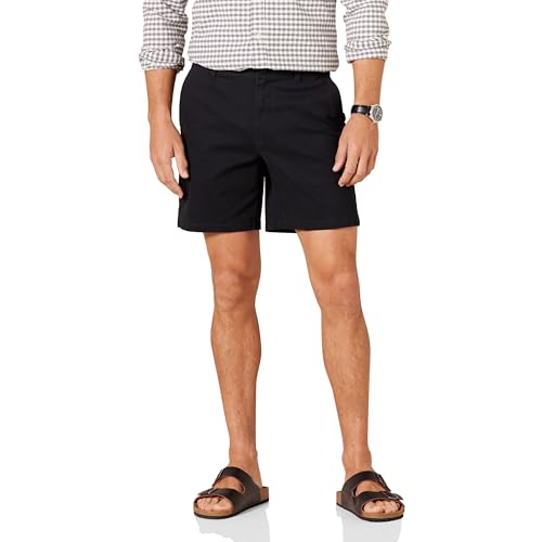 Amazon Essentials Herren 18 cm Lange Stretch-Chinohose mit schmaler Passform, Schwarz, 31W von Amazon Essentials