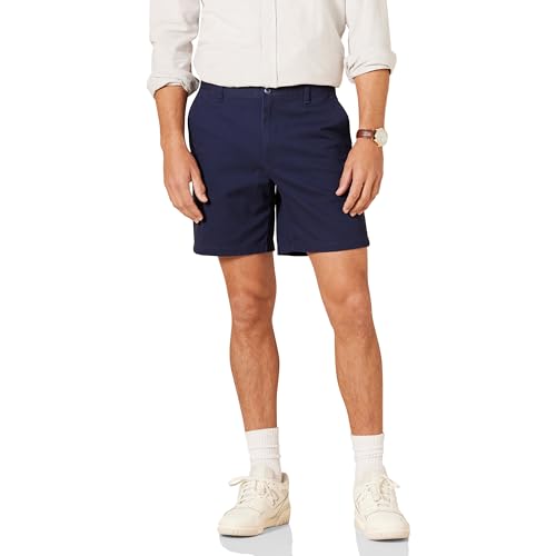 Amazon Essentials Herren 18 cm Lange Stretch-Chinohose mit schmaler Passform, Marineblau, 42W von Amazon Essentials