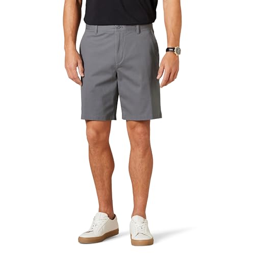 Amazon Essentials Herren 23 cm Lange Chinohose aus Komfort-Stretch mit klassischer Passform, Dunkelgrau, 29W von Amazon Essentials