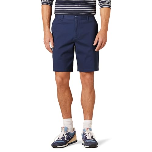 Amazon Essentials Herren 23 cm Lange Chinohose aus Komfort-Stretch mit klassischer Passform, Marineblau, 36W von Amazon Essentials