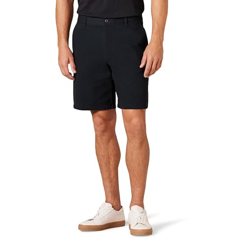 Amazon Essentials Herren 23 cm Lange Chinohose aus Komfort-Stretch mit klassischer Passform, Schwarz, 32W von Amazon Essentials