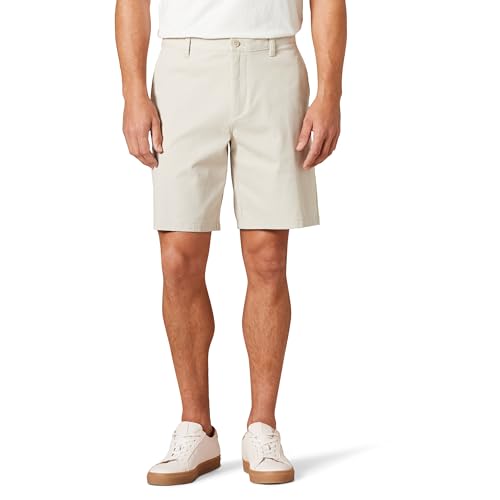Amazon Essentials Herren 23 cm Lange Chinohose aus Komfort-Stretch mit klassischer Passform, Stone, 40W von Amazon Essentials