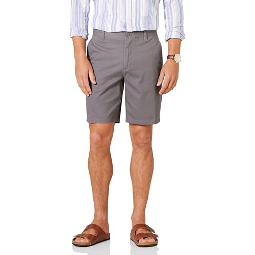 Amazon Essentials Herren 23 cm Lange Stretch-Chinohose mit schmaler Passform, Dunkelgrau, 36W von Amazon Essentials