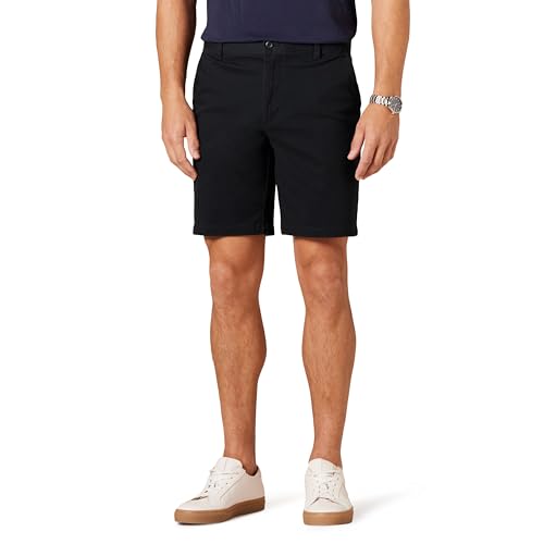 Amazon Essentials Herren 23 cm Lange Stretch-Chinohose mit schmaler Passform, Schwarz, 29W von Amazon Essentials