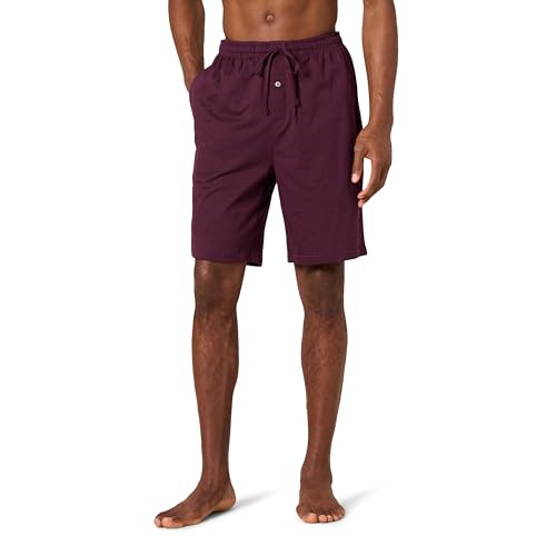Amazon Essentials Herren Schlafanzug-Shorts In 23 cm Länge Aus Strick (Erhältlich In Übergröße), Burgunderrot, M von Amazon Essentials