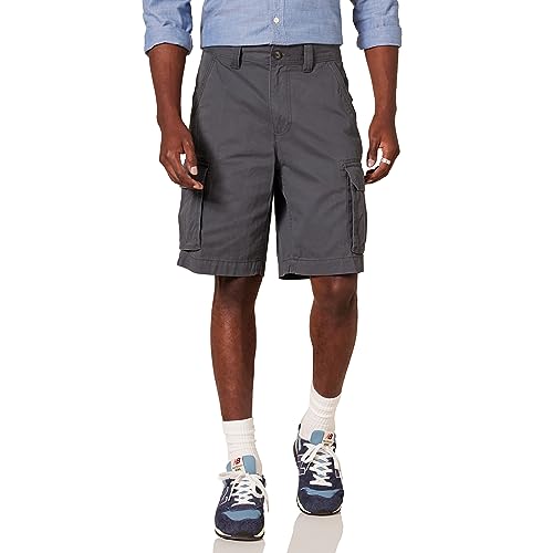 Amazon Essentials Herren 25cm Cargo-Shorts in klassischer Passform (erhältlich in Big & Tall), Dunkelgrau, 36W von Amazon Essentials