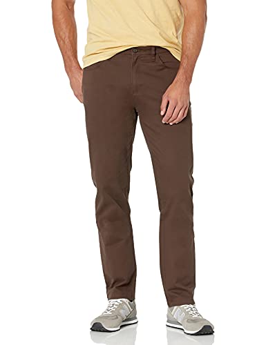 Amazon Essentials Herren 5-Pocket-Chinohose, Komfortabler Stretch, Sportlich Geschnitten (Früher Goodthreads), Braun, 38W / 32L von Amazon Essentials