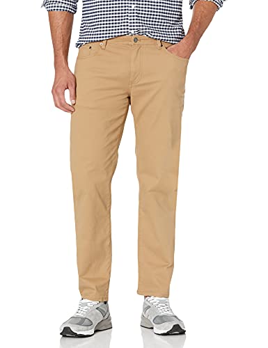 Amazon Essentials Herren 5-Pocket-Stretch-Twillhose, Gerade Geschnitten, Dunkles Khakibraun, 33W / 34L von Amazon Essentials