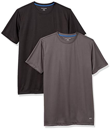 Amazon Essentials Herren Active Performance T-Shirt aus Tech-Stretch (Erhältlich In Big & Tall), 2er-Pack, Kohlegrau/Schwarz, S von Amazon Essentials