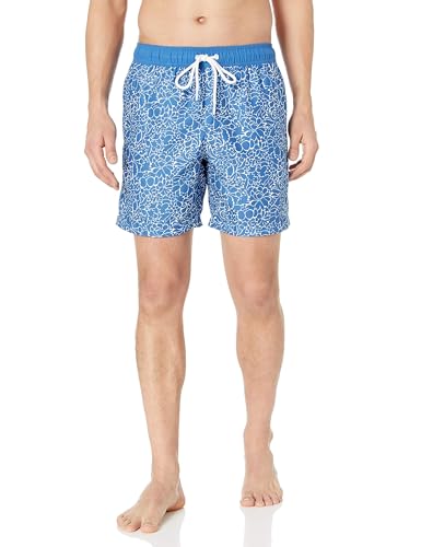 Amazon Essentials Herren 18cm Badehose mit Netzfutter, Taschen und Kordelzugverschluss, Silhouette mit Blumen, XL von Amazon Essentials