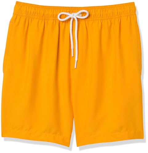 Amazon Essentials Herren Badehose, Schnell Trocknend, 18 cm - Auslauffarben, Goldgelb, S von Amazon Essentials