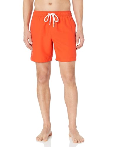 Amazon Essentials Herren Badehose, Schnell Trocknend, 18 cm, Kräftiges Orange, L von Amazon Essentials