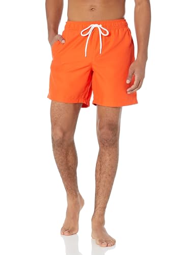 Amazon Essentials Herren Badehose, Schnell Trocknend, 18 cm, Orange, S von Amazon Essentials