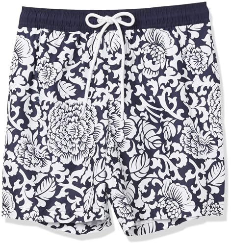 Amazon Essentials Herren Badehose, Schnell Trocknend, 18 cm, Schwarz Floral, S von Amazon Essentials