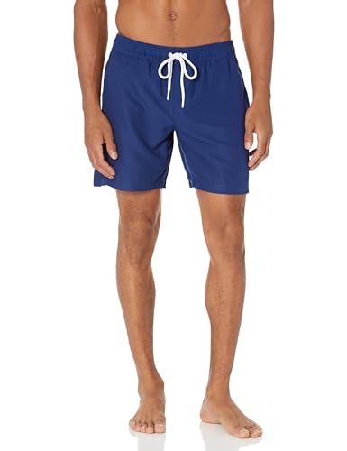 Amazon Essentials Herren 18cm Badehose mit Netzfutter, Taschen und Kordelzugverschluss, Marineblau, XS von Amazon Essentials