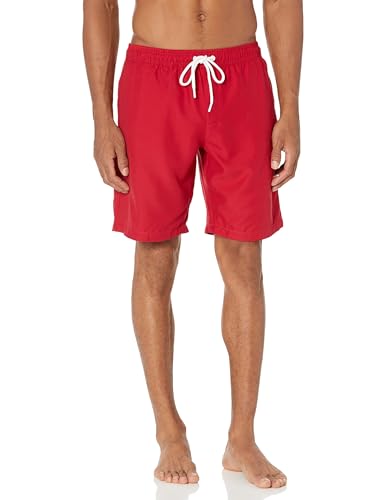 Amazon Essentials Herren 23cm Badehose mit Netzfutter, Taschen und Kordelzugverschluss, Rot, M von Amazon Essentials