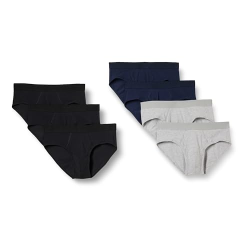 Amazon Essentials Herren Slip aus Baumwolljersey (erhältlich in Big & Tall), 7er-Pack, Schwarz/Marineblau/Grau Meliert, 5XL Große Größen von Amazon Essentials