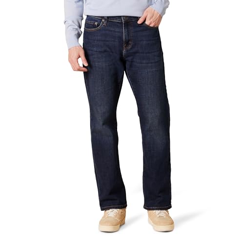 Amazon Essentials Herren Bootcut-Jeans mit gerader Passform, Dunkelblau Vintage, 30W / 30L von Amazon Essentials