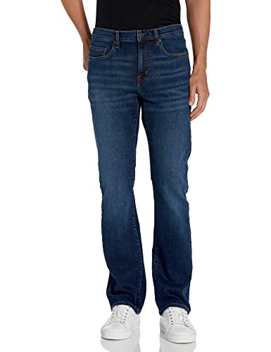 Amazon Essentials Herren Bootcut-Jeans mit schmaler Passform, Dunkelblau Vintage, 36W / 28L von Amazon Essentials