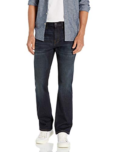 Amazon Essentials Herren Bootcut-Jeans mit schmaler Passform, Dunkles Jeansblau, 28W / 30L von Amazon Essentials