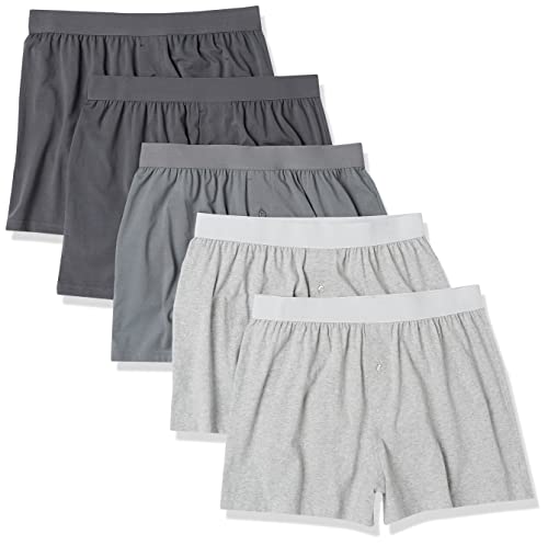 Amazon Essentials Herren Boxershorts Unterwäsche aus Baumwolljersey (erhältlich in Übergrößen), 5er-Pack, Grau Meliert/Charcoal Mix, XXL von Amazon Essentials