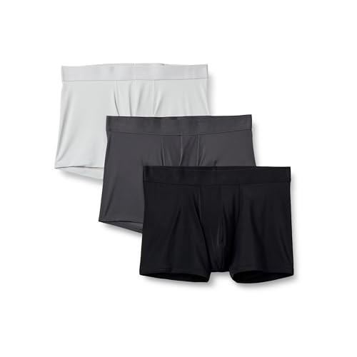 Amazon Essentials Herren Boxershorts aus Mikrofaser Unterwäsche, 3er-Pack, Dunkelgrau Grau/Hellgrau/Schwarz, XXS von Amazon Essentials