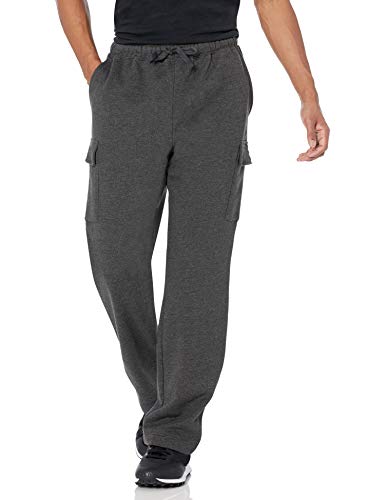 Amazon Essentials Herren Cargo-Fleece-Jogginghose Mit Offenem Saum, Dunkelgrau Meliert, L von Amazon Essentials